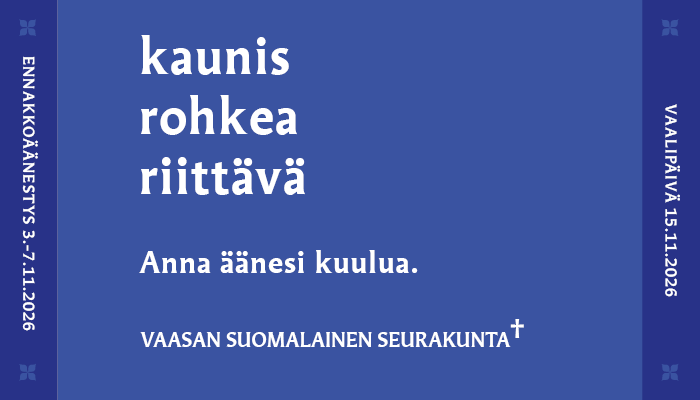 Seurakuntavaalien anna äänesi kuulua -graafinen ilme.