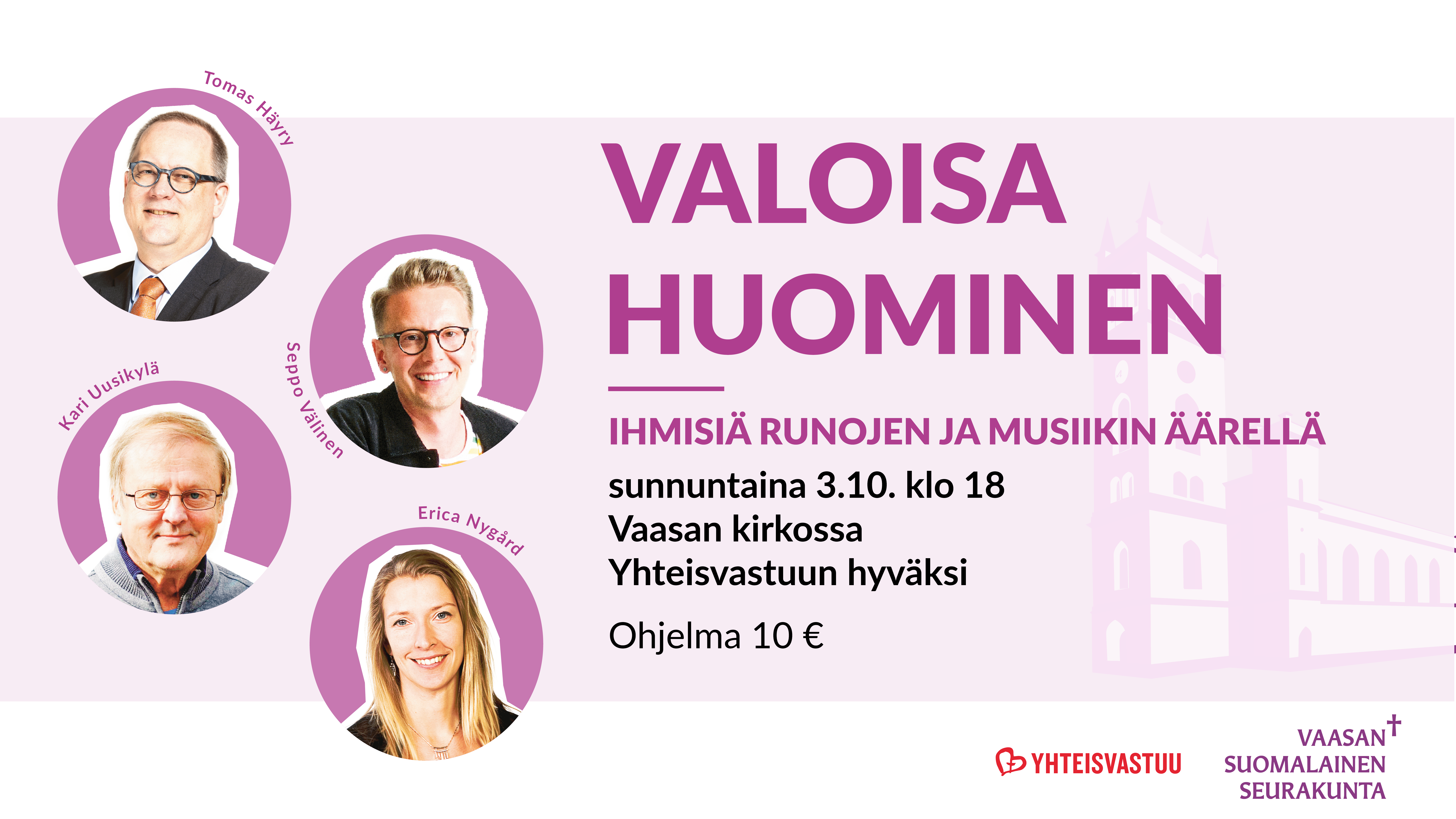 Valoisa huominen osallistujien kuvakollaasi