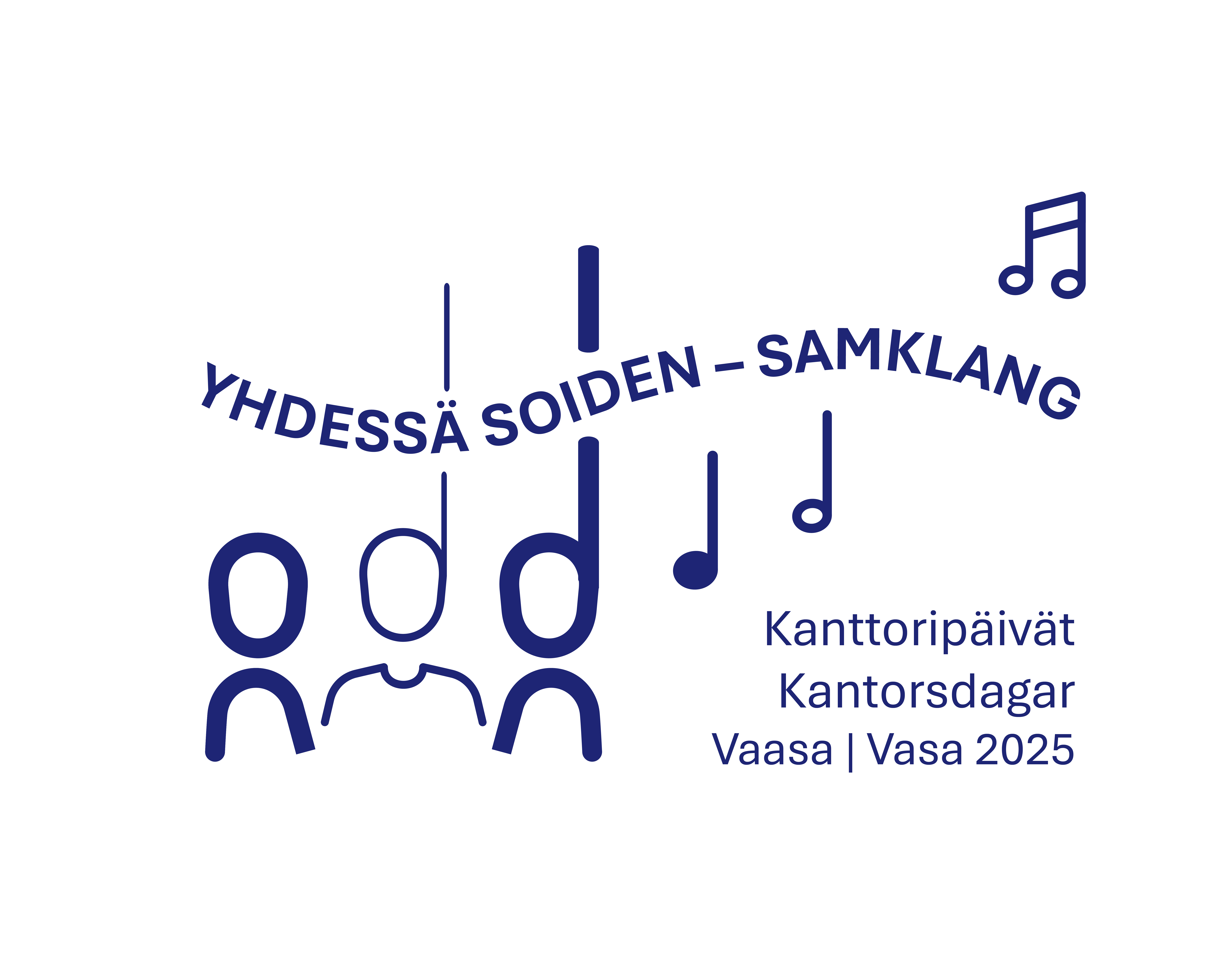 Yhdessä soiden samklang, nuoteista tehty ihmisten hahmoja.Kanttoripäivät Kantorsdagar Vaasa Vasa 2025