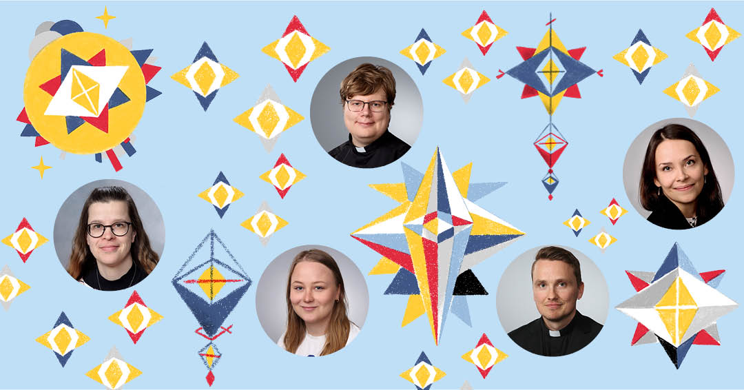 Siunattavien henkilöiden kasvokuvat ja grafiikkaa